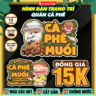 Decal Cà Phê Muối Chống Nước 🌈Freeship Hình Dán Cà Phê Đá, Cà Phê Sữa Nguyên Chất Trang Trí Dán Xe Đẩy, Tủ Quầy Kệ