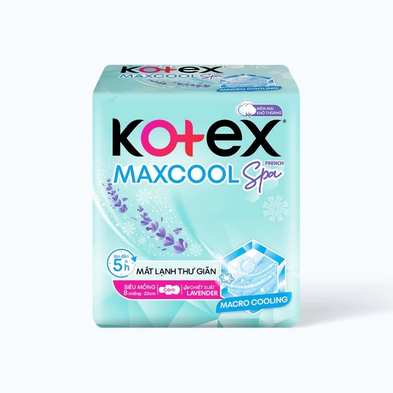 Băng Vệ Sinh Kotex Max Cool Siêu Mỏng Cánh 23cm gói 8 miếng