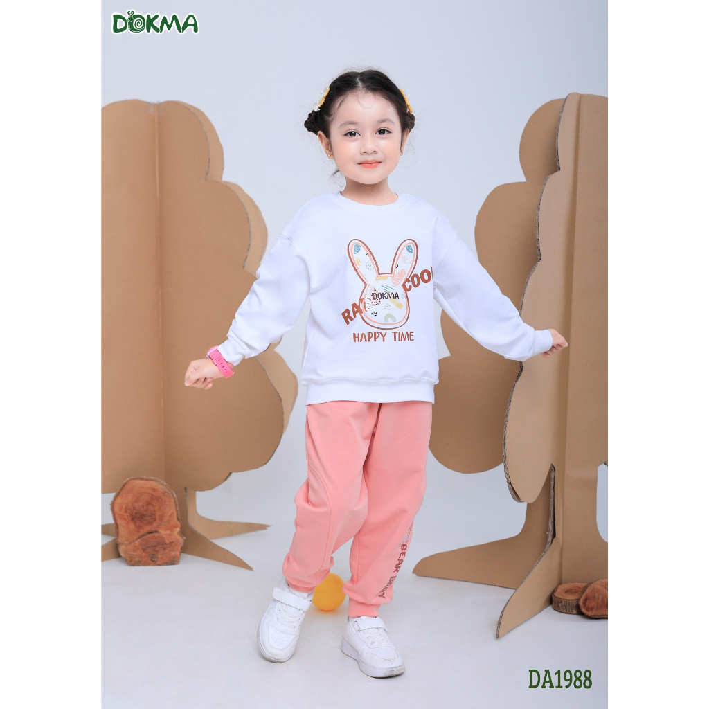 Áo dài tay bé trai, bé gái, quần dài cho bé Dokma vải cotton da cá dày vừa DA1988 DA1958 DQ1962