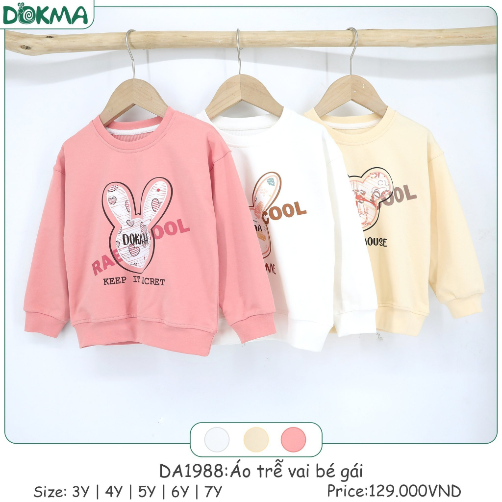 Áo dài tay bé trai, bé gái, quần dài cho bé Dokma vải cotton da cá dày vừa DA1988 DA1958 DQ1962