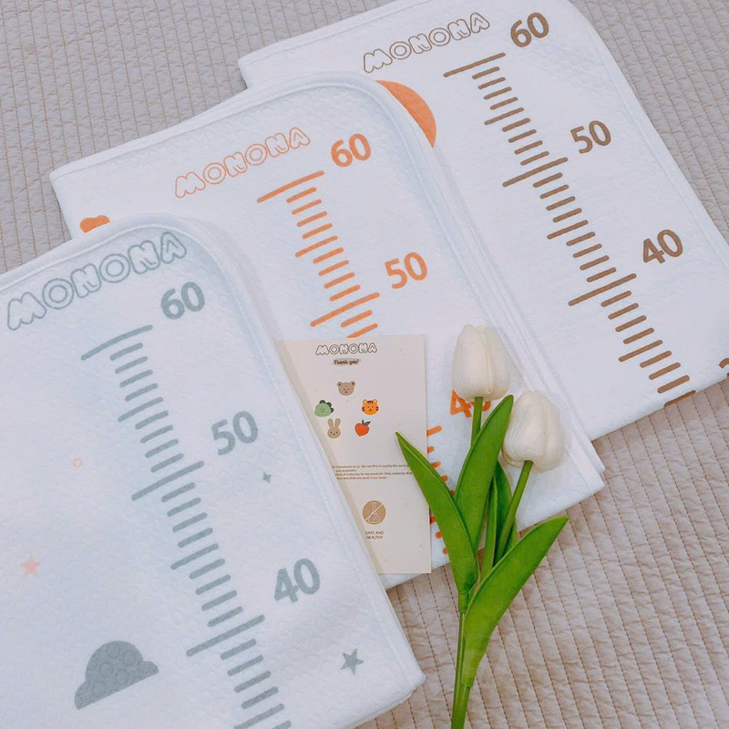 Tấm lót chống thấm, Chống thấm cotton organic Monona - phiên bản thước đo chiều dài bé