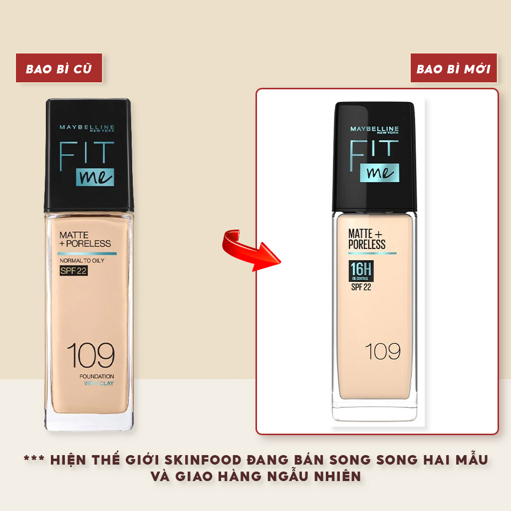 Kem Nền Kiềm Dầu, Cho Lớp Nền Mịn Lì Tự Nhiên Maybelline Fit Me Matte Poreless Foundation SPF22 30ml