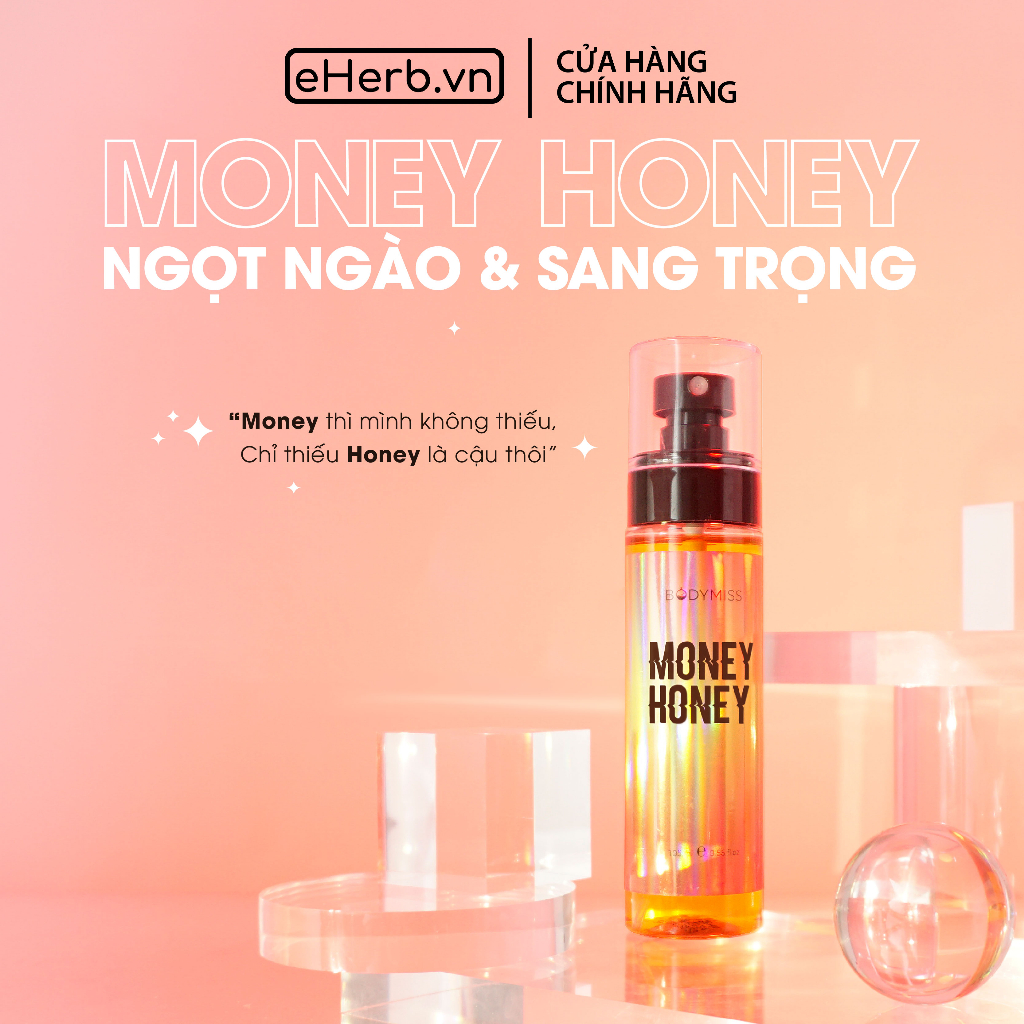 Xịt body mist nữ hương nước hoa MONEYHONEY bí ẩn, quyến rũ mùi vani BODYMISS 105ml (chai)