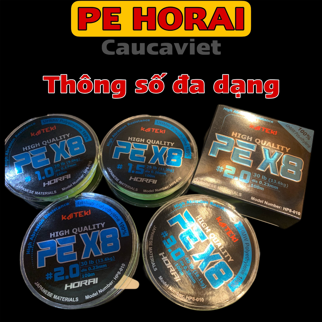 Dây PE HORAI câu lure, cuộn 100m siêu bền.