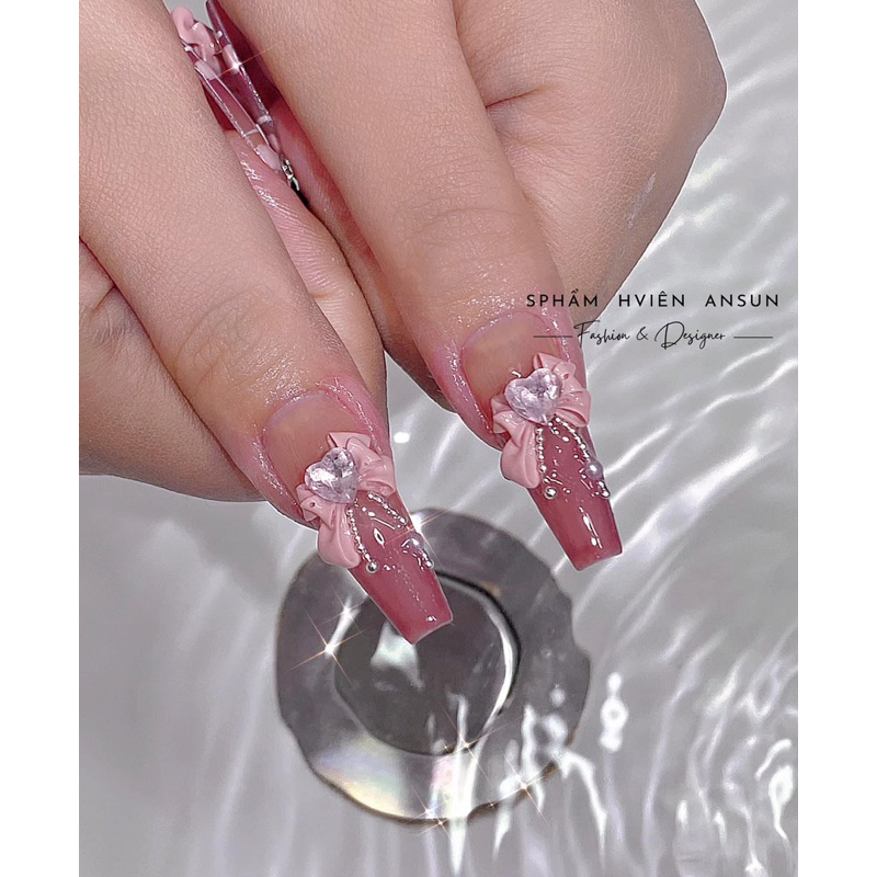 Charm nơ nhựa đính đá gắn móng