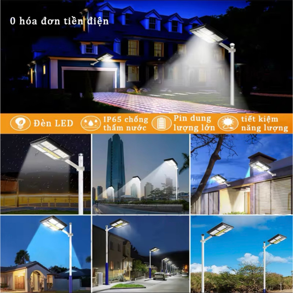 Đèn năng lượng mặt trời 500W Solar Light sáng trắng & vàng