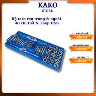 Bộ taro tạo ren trong và ngoài 40 chi tiết, thép HSS, dụng cụ sửa chữa Kako store