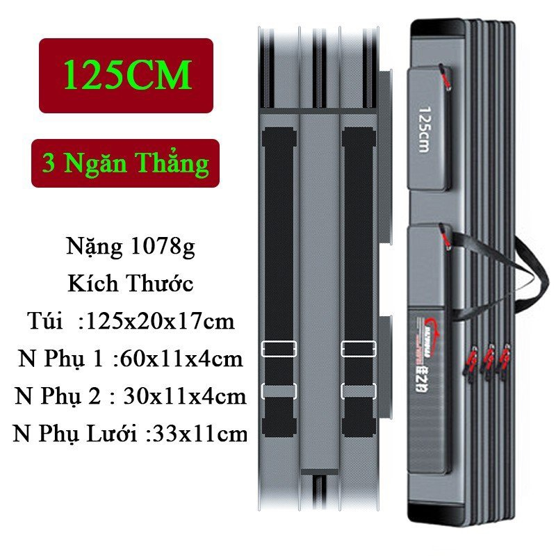 Túi đựng cần câu cá chuyên dụng câu đơn câu đài 2 ngăn, 3 ngăn cao cấp