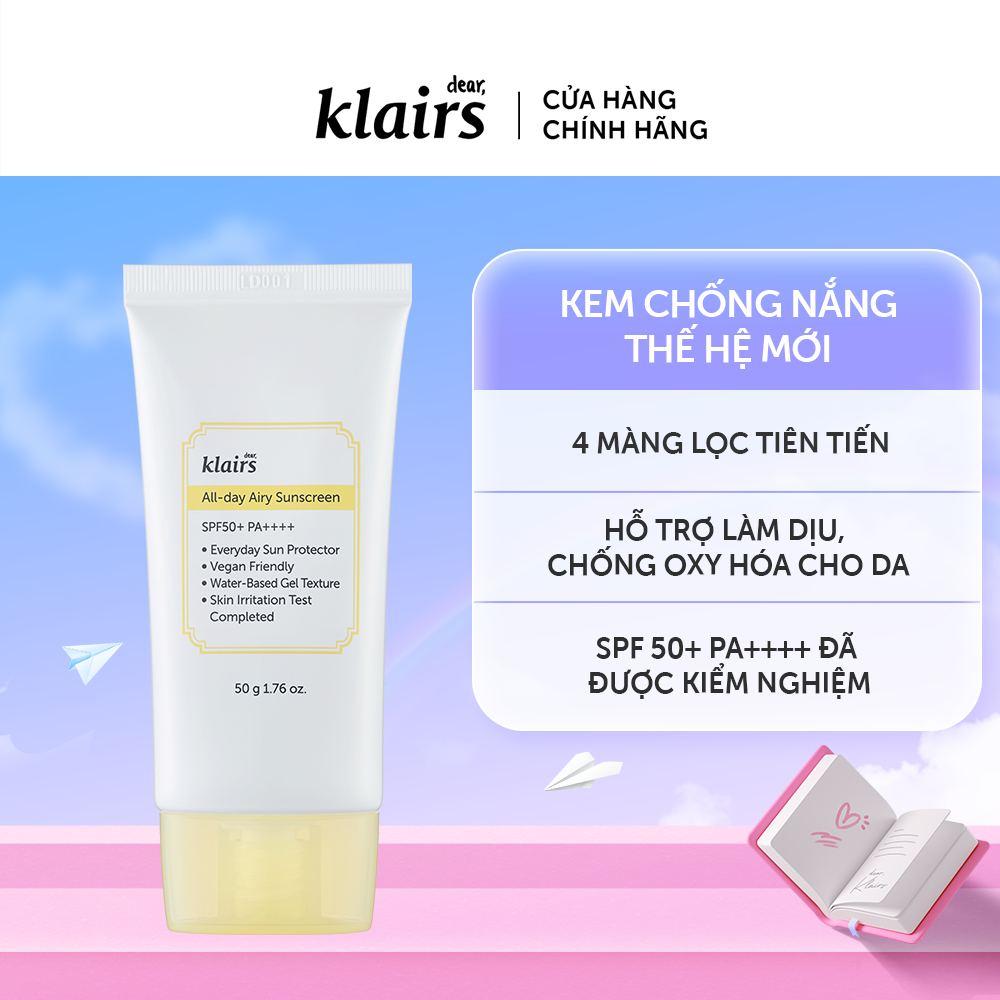 Dear,Klairs Kem chống nắng All-day Airy Sunscreen SPF50+ PA++++ 50g