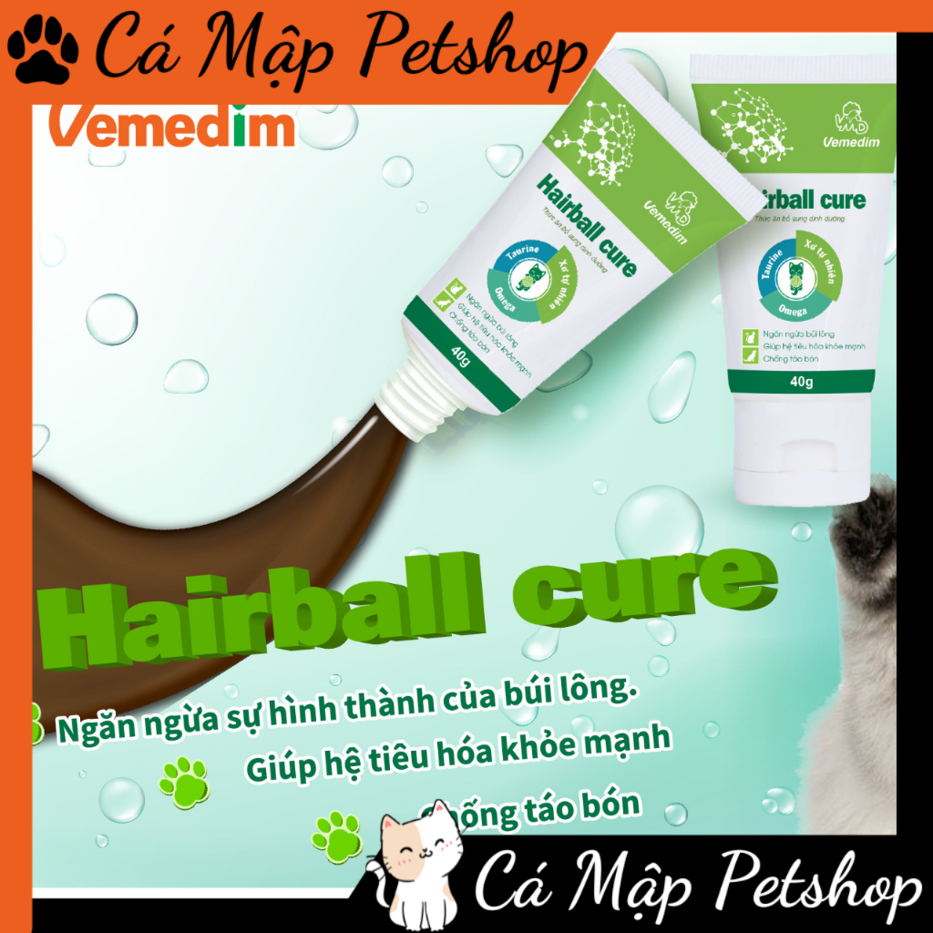 Gel ngừa búi lông Vemedim Hairball cure - Ngăn ngừa sự hình thành của búi lông cho chó mèo
