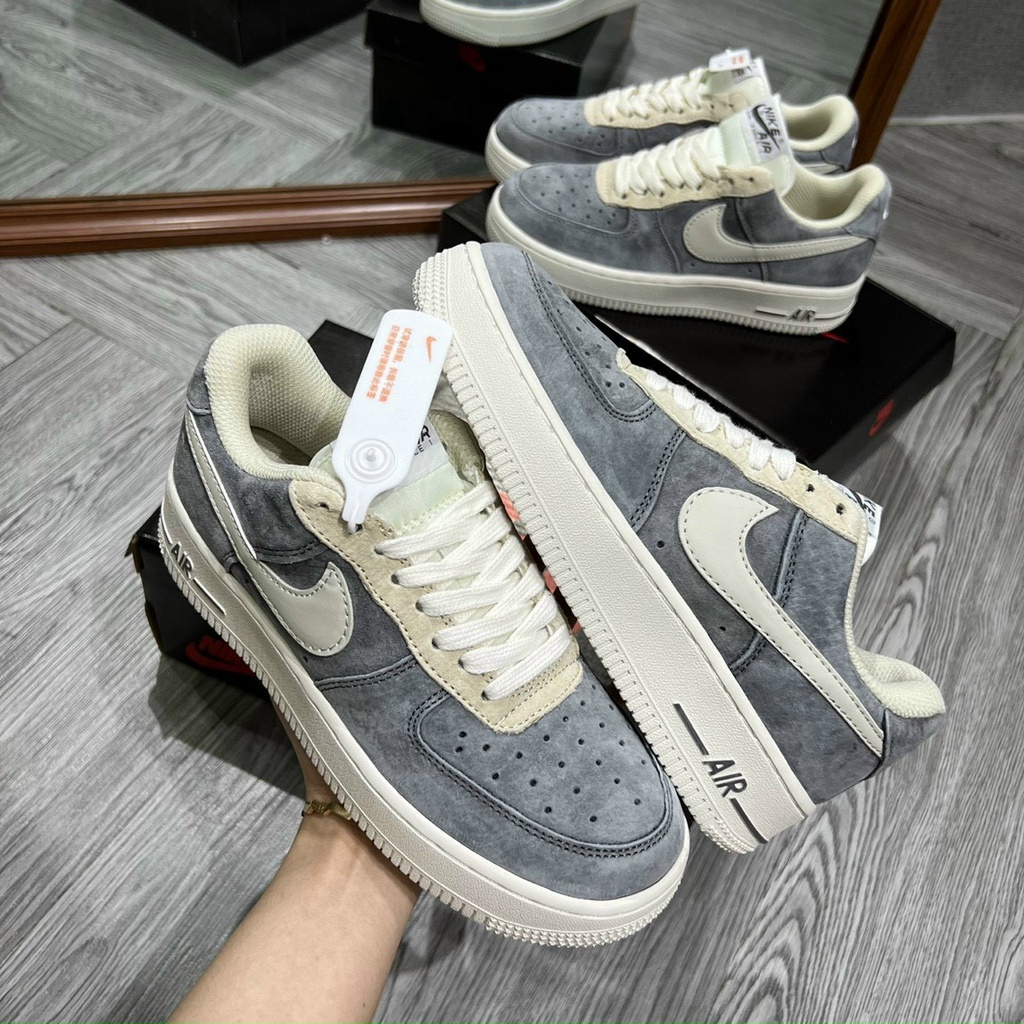 Giày Nike_ Af1 Da Lộn Xám Lông Chuột , Giày_ Sneaker _Nike Air Force 1 Da Lộn Đủ Size 36-43  hot 2023