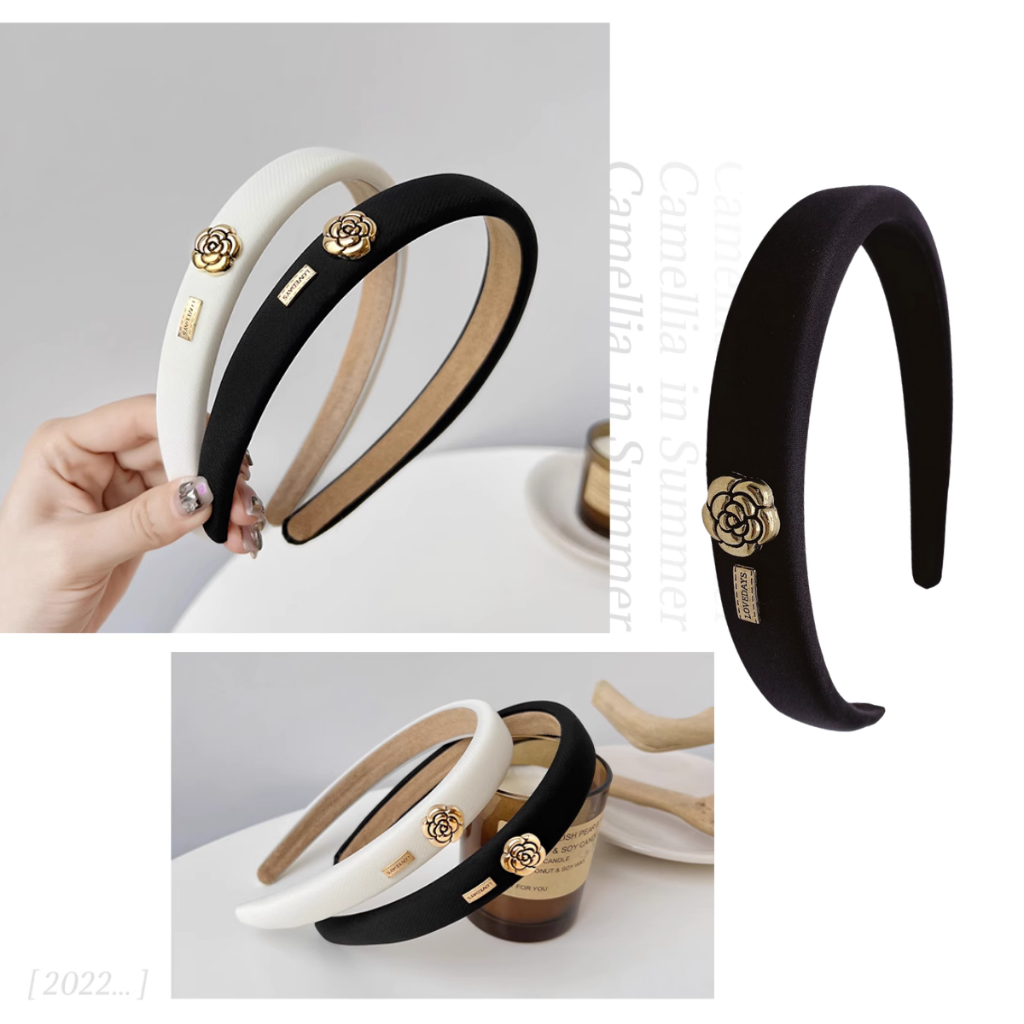 Bờm Tóc Hoa Trà Cao Cấp Jussy Offiicial Băng Đô Cài Tóc Đính Hoa Sang Chảnh Phong Cách Hàn Quốc