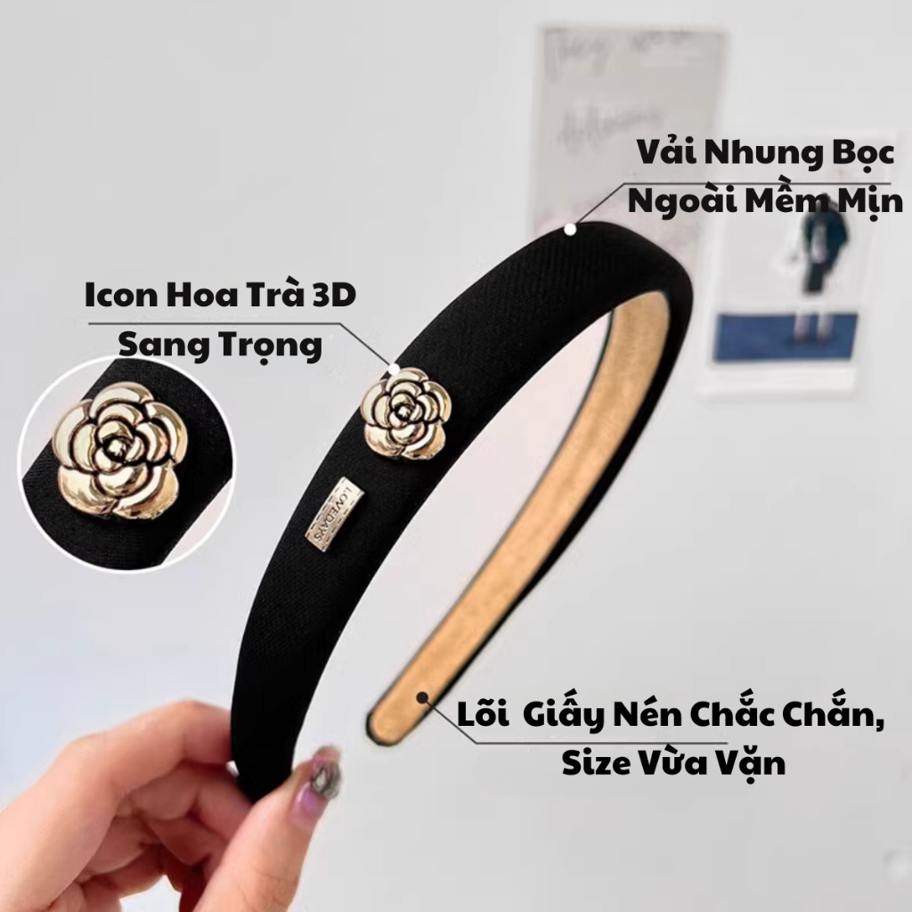 Bờm Tóc Hoa Trà Cao Cấp Jussy Offiicial Băng Đô Cài Tóc Đính Hoa Sang Chảnh Phong Cách Hàn Quốc