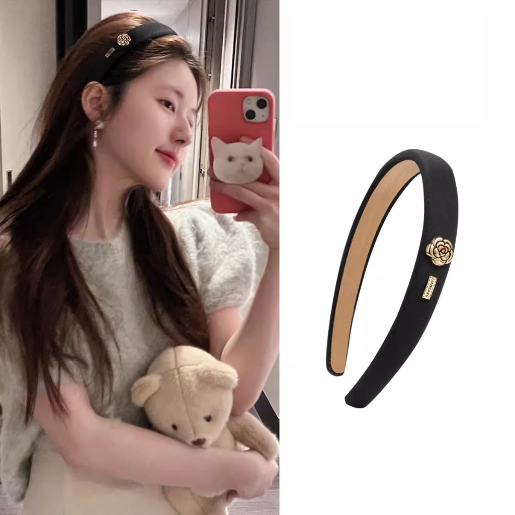 Bờm Tóc Hoa Trà Cao Cấp Jussy Offiicial Băng Đô Cài Tóc Đính Hoa Sang Chảnh Phong Cách Hàn Quốc