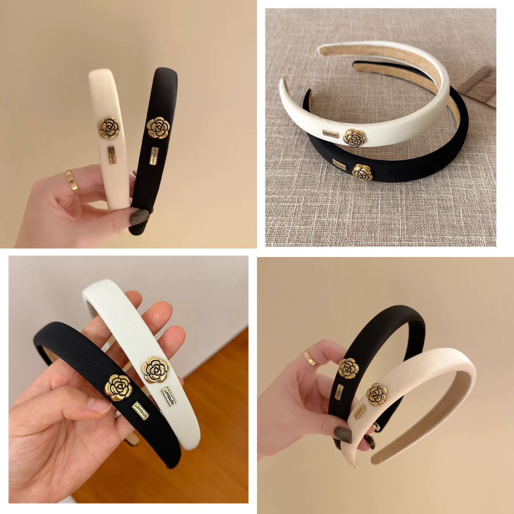 Bờm Tóc Hoa Trà Cao Cấp Jussy Offiicial Băng Đô Cài Tóc Đính Hoa Sang Chảnh Phong Cách Hàn Quốc