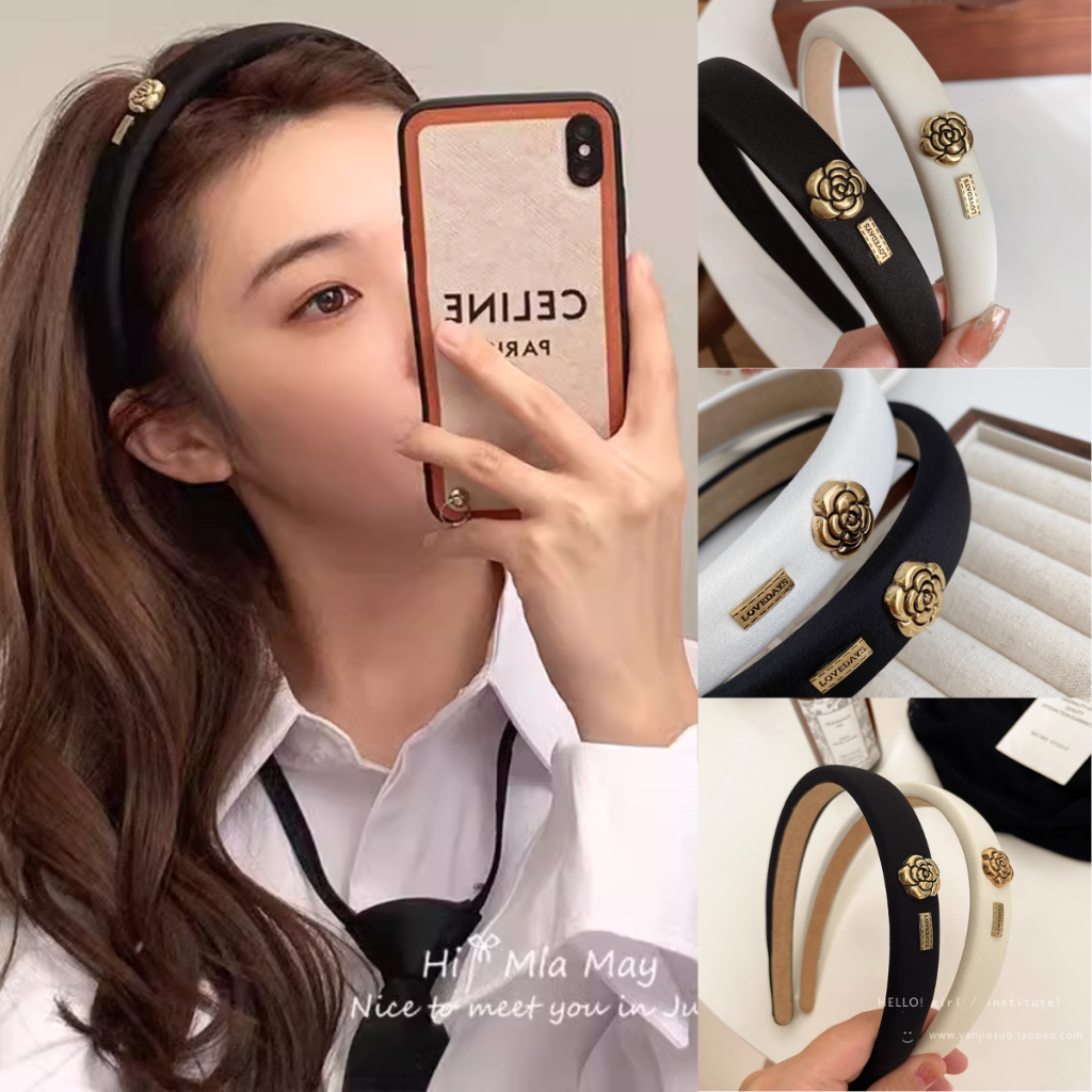 Bờm Tóc Hoa Trà Cao Cấp Jussy Offiicial Băng Đô Cài Tóc Đính Hoa Sang Chảnh Phong Cách Hàn Quốc