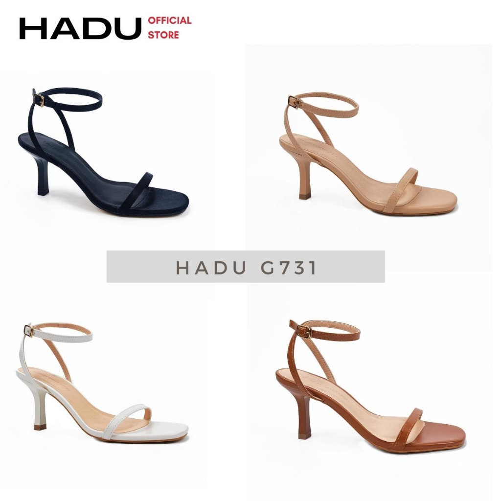 Giày Sandal Cao Gót 7P Quai Ngang Dây Mảnh HADU G731 Chất Liệu Cao Cấp, BH 12 Tháng