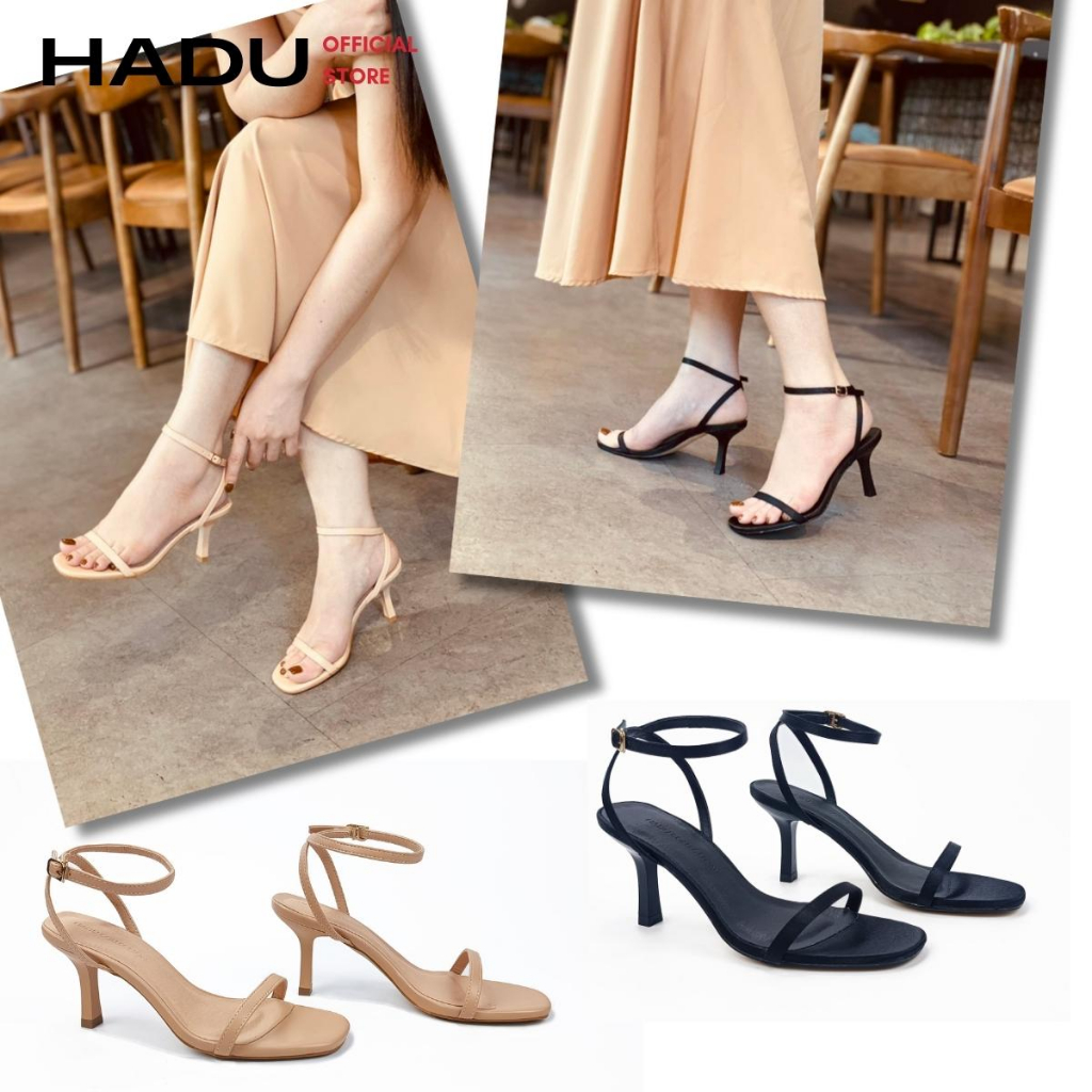 Giày Sandal Cao Gót 7P Quai Ngang Dây Mảnh HADU G731 Chất Liệu Cao Cấp, BH 12 Tháng