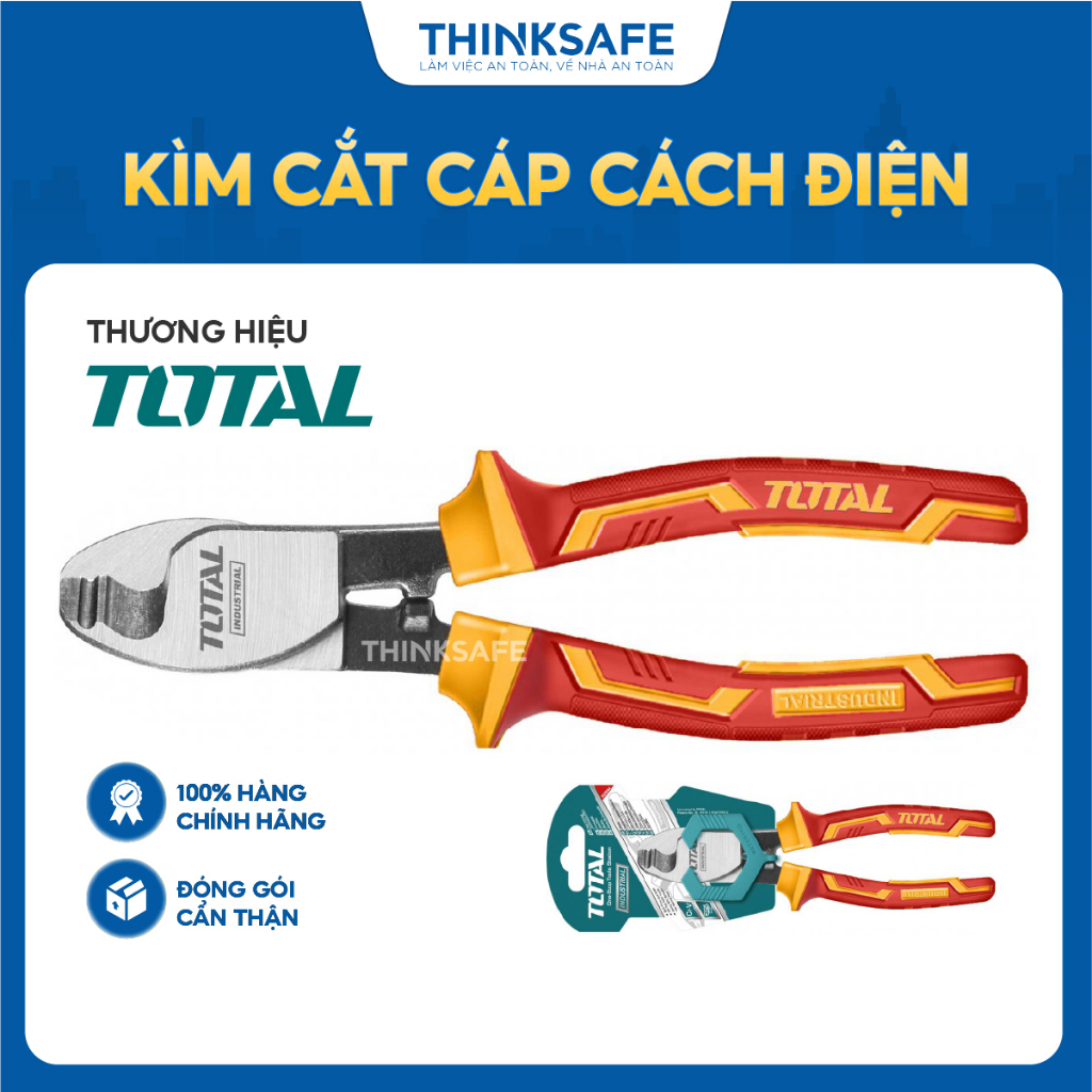Kìm cắt cáp cách điện 1000V Total THTIP2761 kích thước 6 inch 160mm đầu kềm mạ đen đánh bóng bền tiện lợi - Thinksafe
