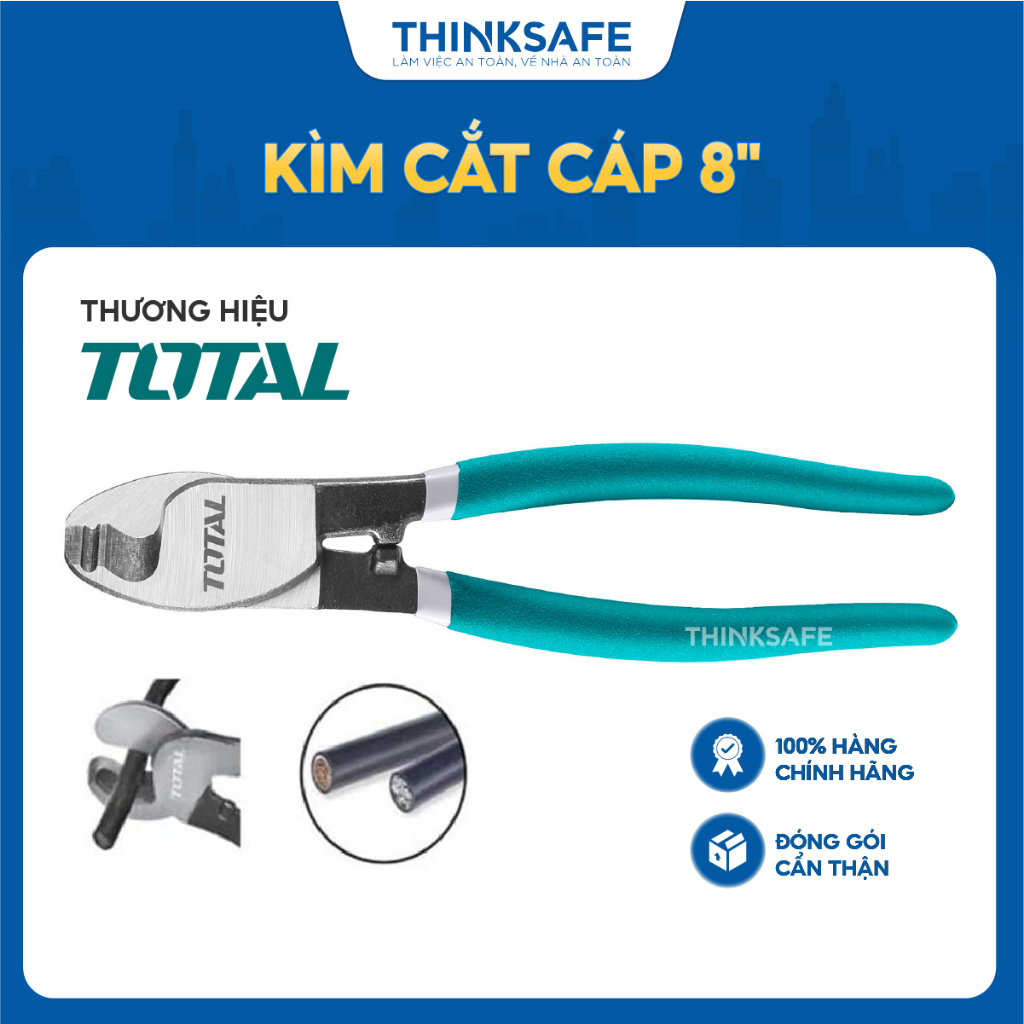 Kìm cắt cáp Total nhiều kích thước 6inch - 10inch, thép carbon, Kìm cắt dây điện, chân linh kiện chính hãng - Thinksafe