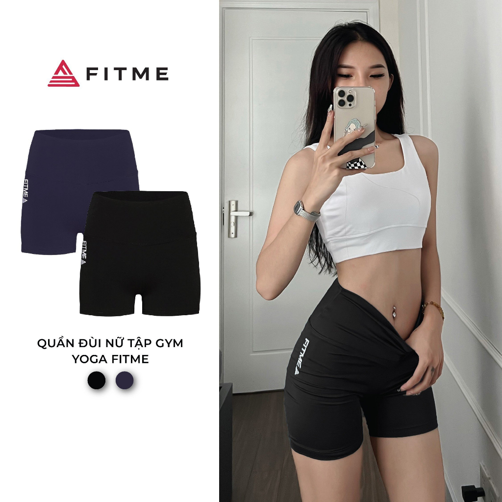 Quần đùi tập gym yoga Fitme legging nữ cạp cao tôn dáng co giãn 4 chiều cao cấp QNTG