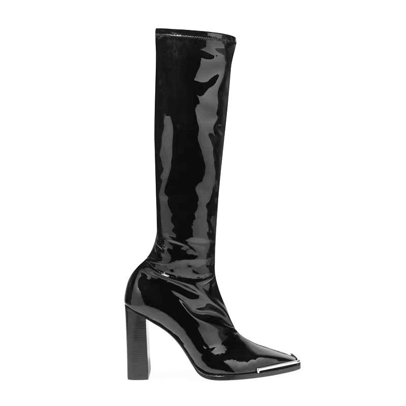 Boot nữ big size 40 - 42 gót vuông 7 -9cm, mũi vuông, da bóng