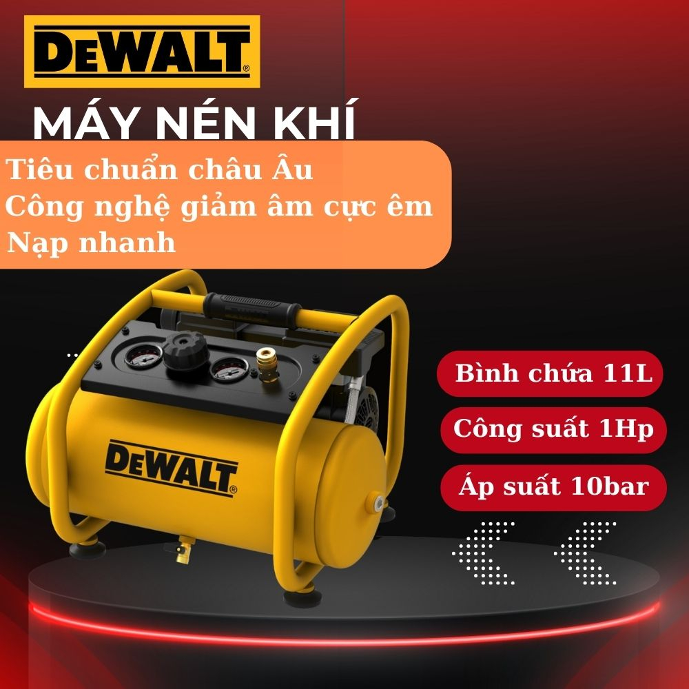 Máy nén khí không dầu 11L DeWALT DXCM3301181 áp suất 10bar, chạy êm - Hàng chính hãng