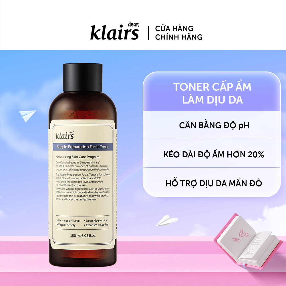 Nước hoa hồng Dear, Klairs Supple Preparation Facial Toner 180ml