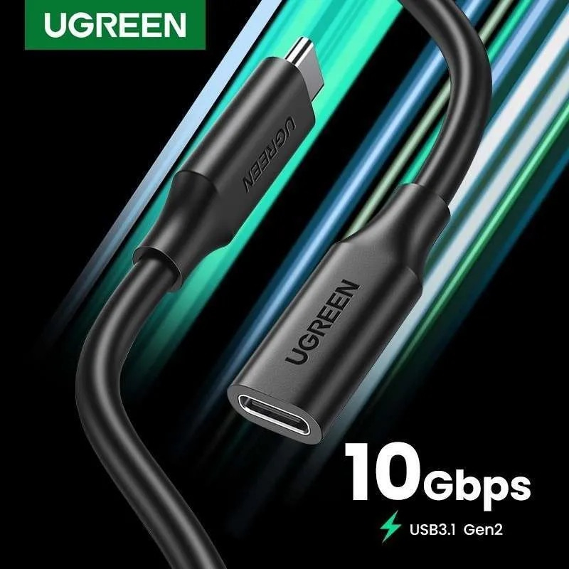 Cáp USB type C nối dài 1m Ugreen 10387 PD100W, Gen 2 dài 1met