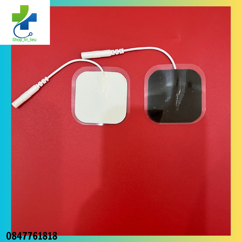 Cặp miếng dán điện xung 4x4 có dây dùng cho máy vật lý trị liệu, máy dr home, dr ho, máy điện châm...