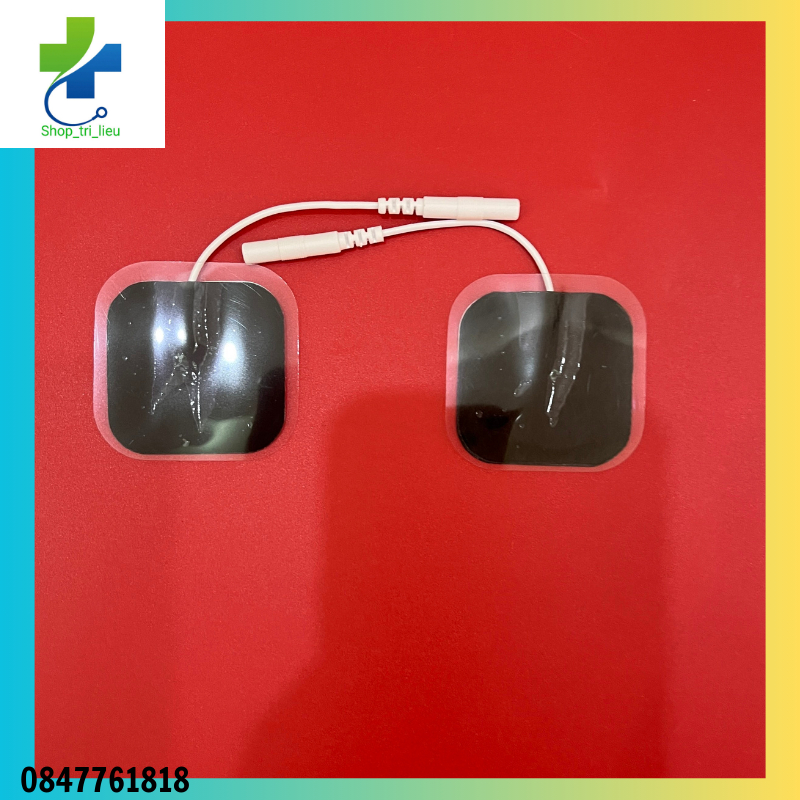 Cặp miếng dán điện xung 4x4 có dây dùng cho máy vật lý trị liệu, máy dr home, dr ho, máy điện châm...