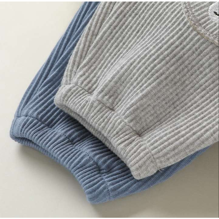 Quần Dài Cho Bé Trai, Bé Gái Cho Bé Dưới 3,5 Tuổi Chất Vải Len Tăm, Thun Gân Thêu Hình Gấu | Quần Dài Thu Đông