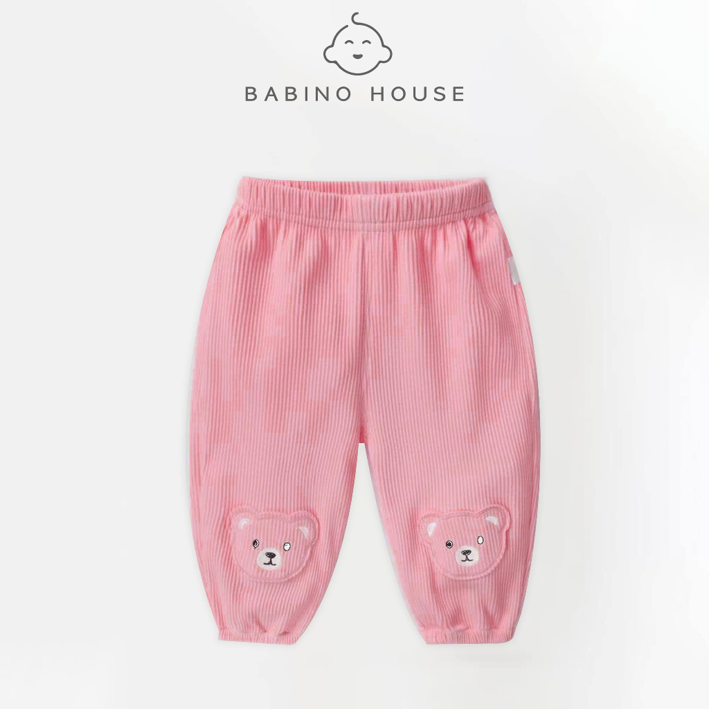 Quần Dài Cho Bé Trai, Bé Gái Cho Bé Dưới 3,5 Tuổi Chất Vải Len Tăm, Thun Gân Thêu Hình Gấu | Quần Dài Thu Đông