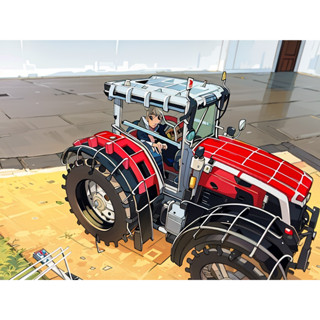 Thiệp 3D Ze Tractor Đỏ