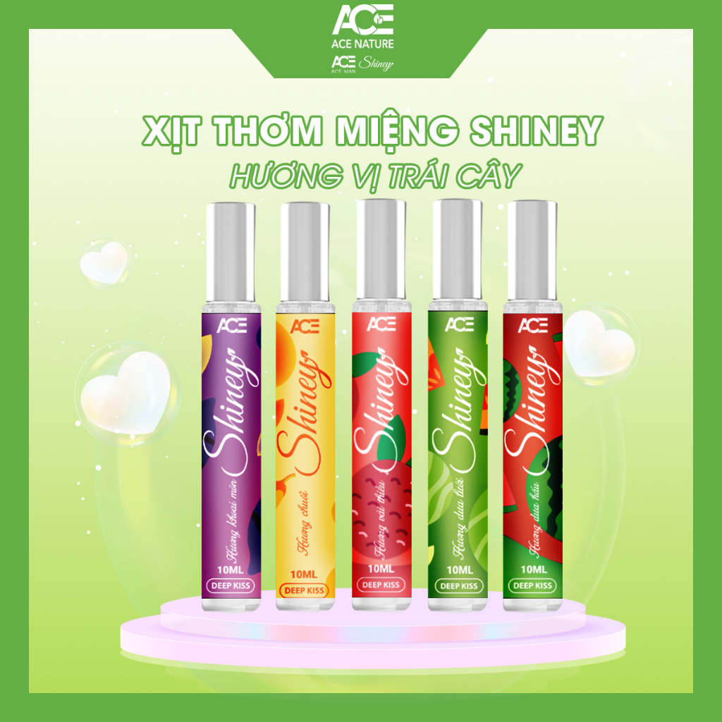 Bộ sưu tập Xịt thơm miệng Shiney 10ml hương vị trái cây tươi tự nhiên ngọt ngào the mát cho nam nữ couple