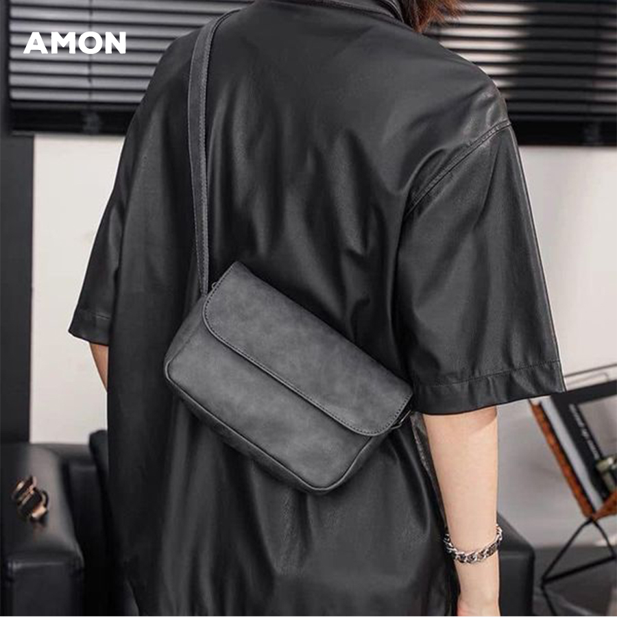 Túi đeo chéo da SIMPLE CROSS da PU chống thấm nước , Túi da nam đeo chéo thời trang unisex AMONvn