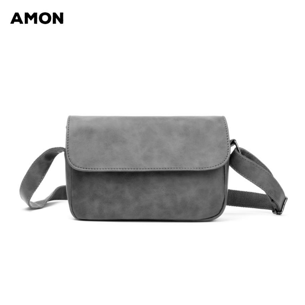 Túi đeo chéo da SIMPLE CROSS da PU chống thấm nước , Túi da nam đeo chéo thời trang unisex AMONvn