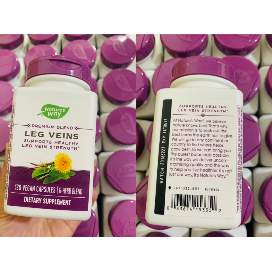 Viên giảm giãn tĩnh mạch Nature's Way Leg Vein 60 viên và giãn tĩnh mạch 120 viên của Mỹ