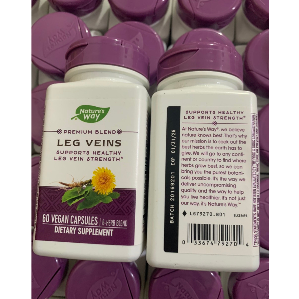 Viên giảm giãn tĩnh mạch Nature's Way Leg Vein 60 viên và giãn tĩnh mạch 120 viên của Mỹ