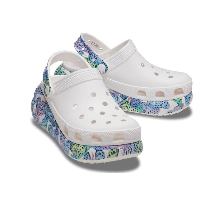 Giày Clog Unisex Crocs Crush Butterfly White Classic *Đế Cao* - Trắng - Code : 208258-94S