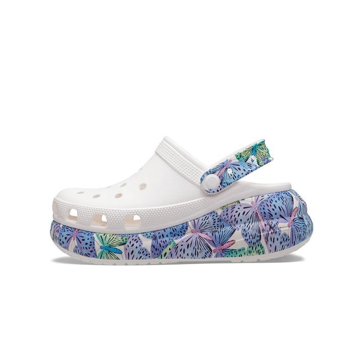 Giày Clog Unisex Crocs Crush Butterfly White Classic *Đế Cao* - Trắng - Code : 208258-94S
