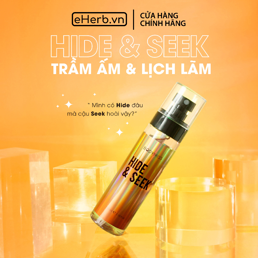 Body mist chính hãng dành cho nam HIDE&SEEK hẹn hò, đi học, lưu hương 6 tiếng BODYMISS 105ml (chai)