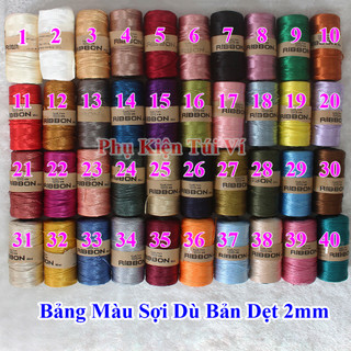Sợi Dù Bản Dẹt 2mm / sợi ribbon / ribbon mini (Màu 01-40)