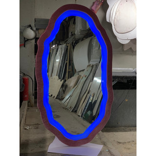 80x180cm Gương soi quả trứng bọc nhung nỉ AAArealhome QTLN Gương quả trưng Gương soi toàn thân đèn led cảm ứng