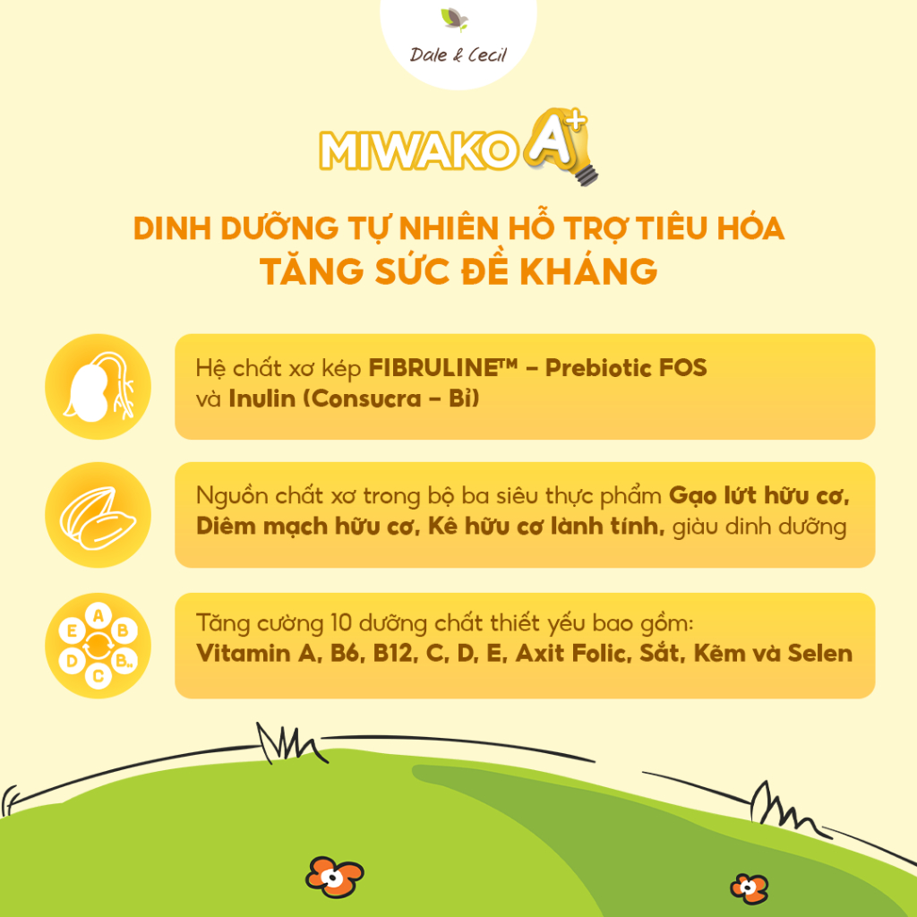 Sữa hạt Miwako A+ vị vani hộp 700g + Gói sữa dùng thử Miwako A+ vị vani gói 30g - Miwako Official Store