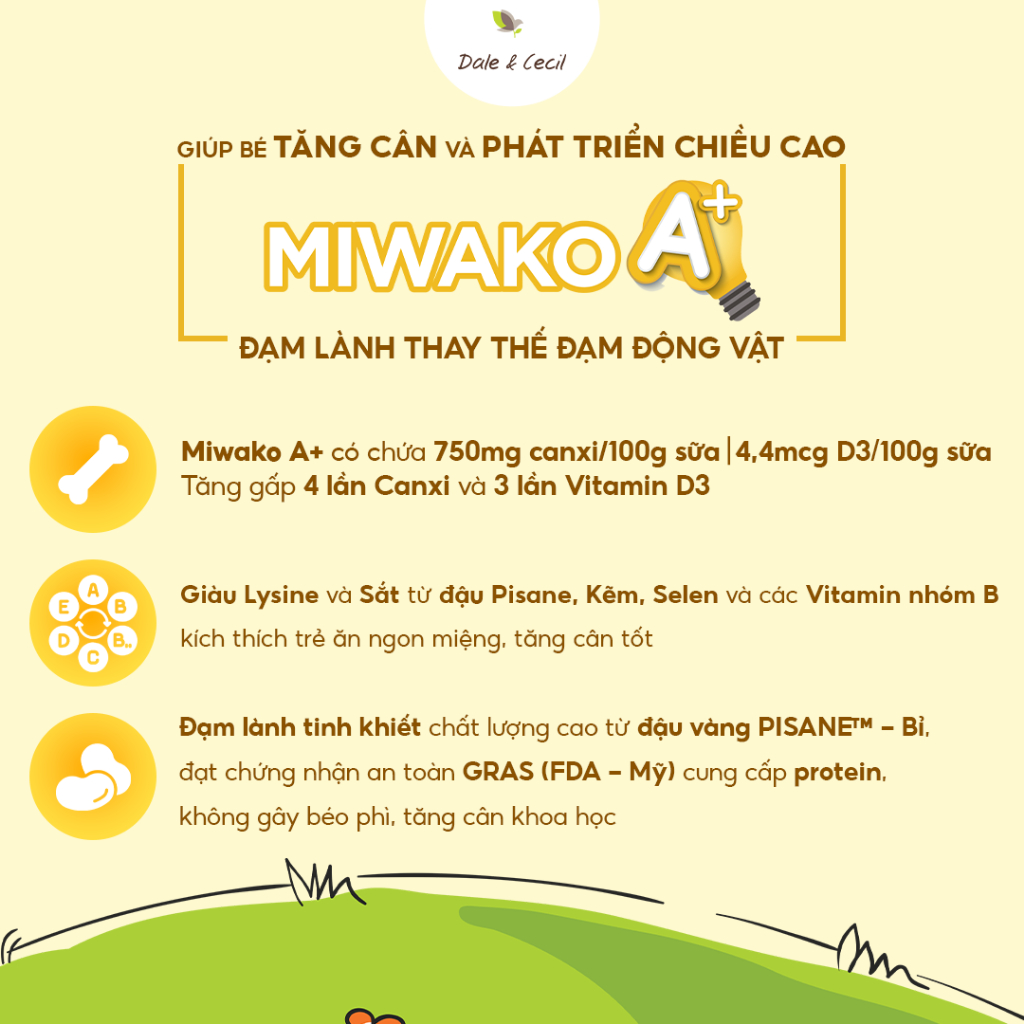 Sữa Công Thức Hạt Thực Vật Hữu Cơ MIWAKO A+ 700gr vị Vani x 3 hộp (2,1kg) - Miwako Official Store