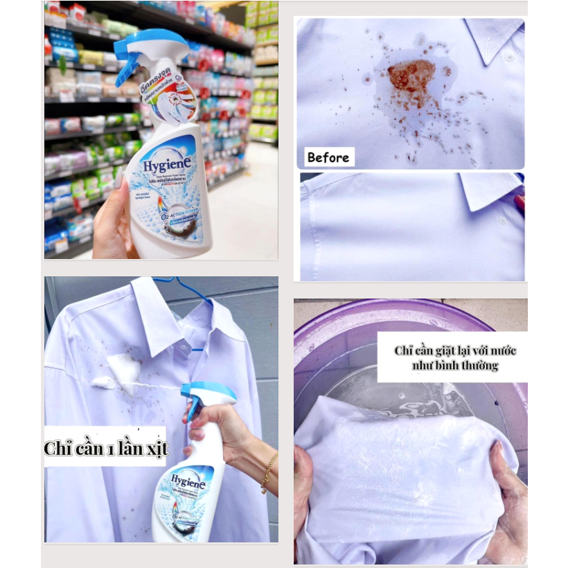 Xịt Tẩy Quần Áo Hygiene 500ml Thái Lan