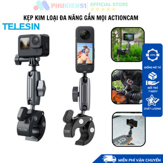 Kẹp kim loại Telesin 360 độ đa năng gắn ghi đông xe  Actioncam, Gopro, Insta360 X2 X3 X4 Ace Ace Pro