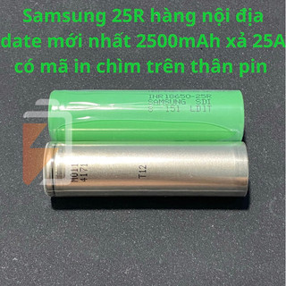 Pin sạc xả cao samsung 25r 2500mah mới 100% miễn phí giao hàng khu vực tp.hcm