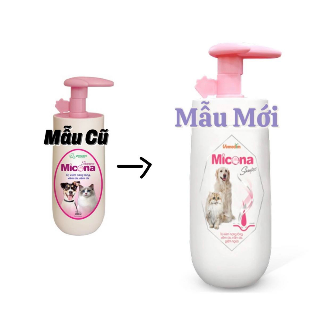 Sữa Tắm Viêm Nang Lông, Viêm Da, Nấm Da Cho Chó Mèo Micona Vemedim 200ml